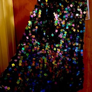 Gorgeous High Fashion Iridescent Cape & Spaghetti strap dress Suit.